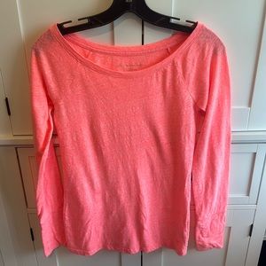 AE salmon, color, scoopneck, long sleeve shirt